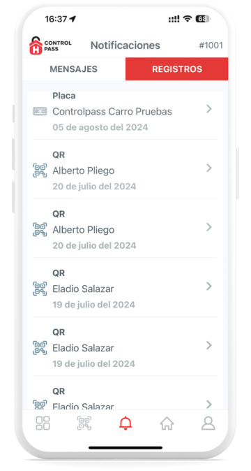 Pagina de registros de control de acceso para fraccionamientos de controlpass mexico